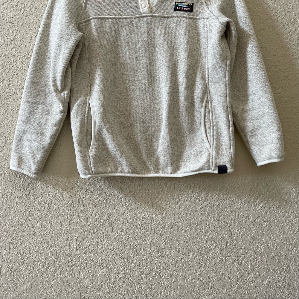 L. L. Bean Sweater Fleece Pullover Top Snap Button Casual Cozy Outdoor Cream XSP - Picture 5 of 13